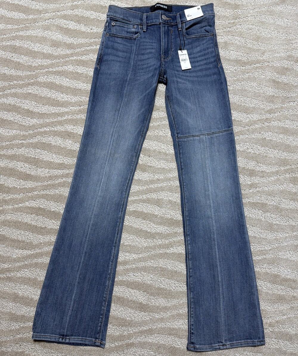Express Mid Rise Boot Stretch Women's Bootcut Jeans Size 4 Reg NWT 28x31